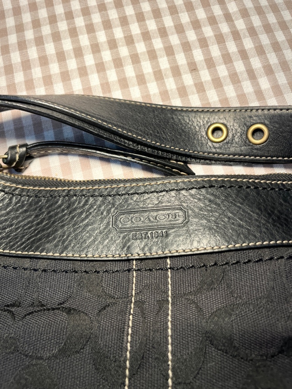 Vintage Coach 2006 Signature Crossbody Bag Black Leather and Canvas #10403 Y2K - Picture 3 of 10